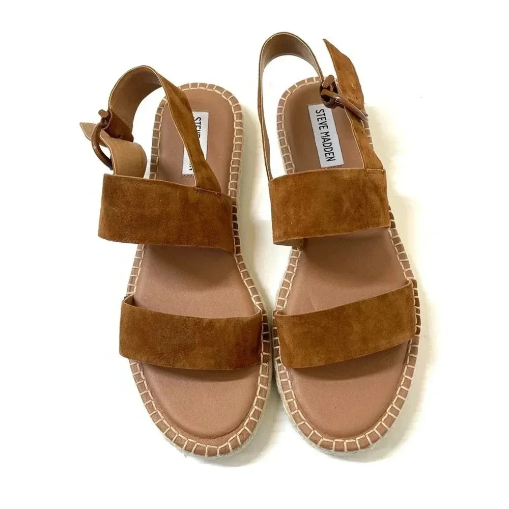 Steve Madden Ethan Tan Suede Espadrille Sandal Size 8